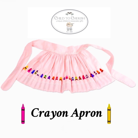 A Child to Cherish Pink Crayon Apron - Picture 1 of 6